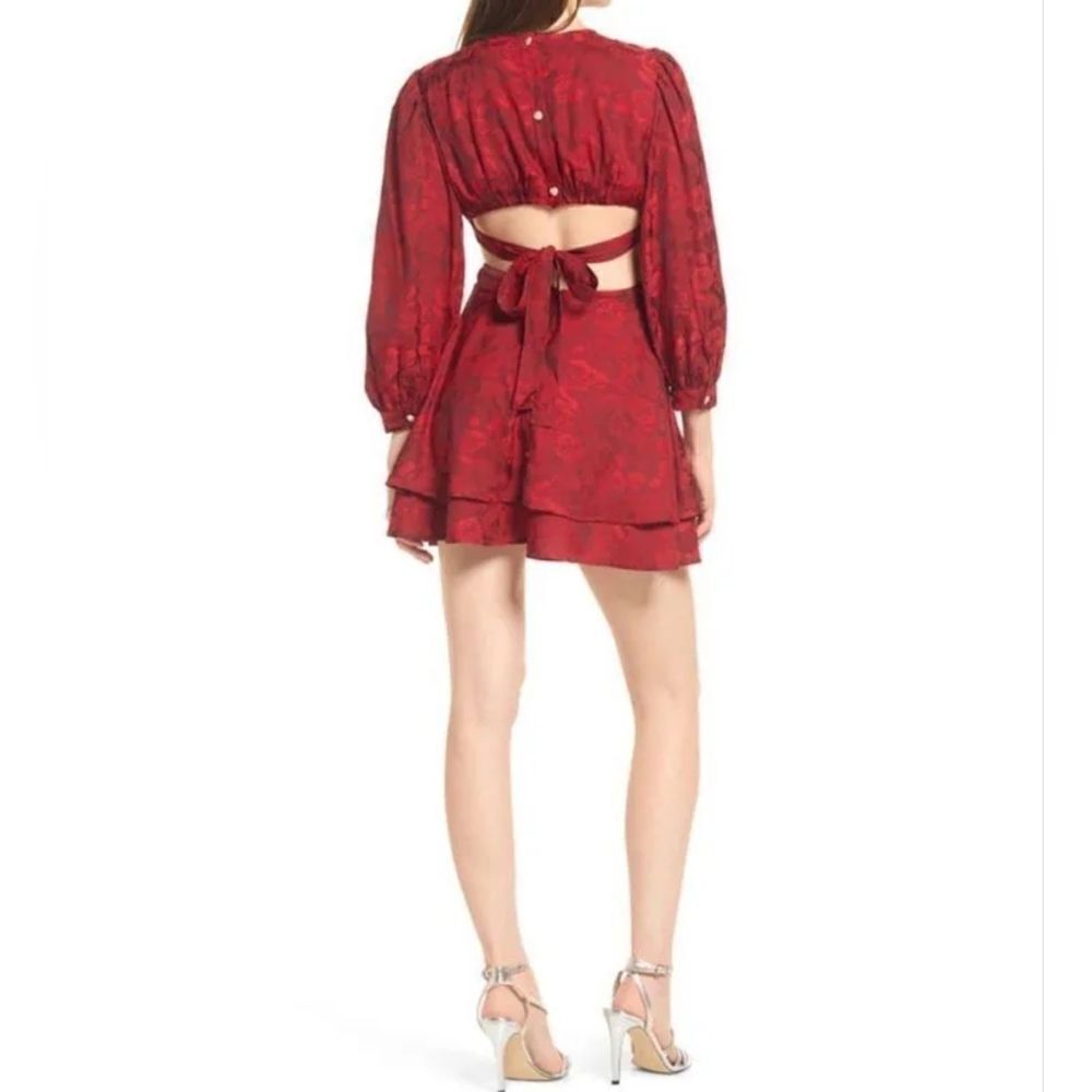 Rahi  Red Floral Print Cutout Long Sleeve Mini Dress  NWOT - Picture 3 of 10